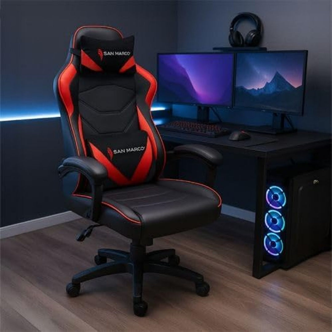 Design versatile sedie gaming regolabile rosso