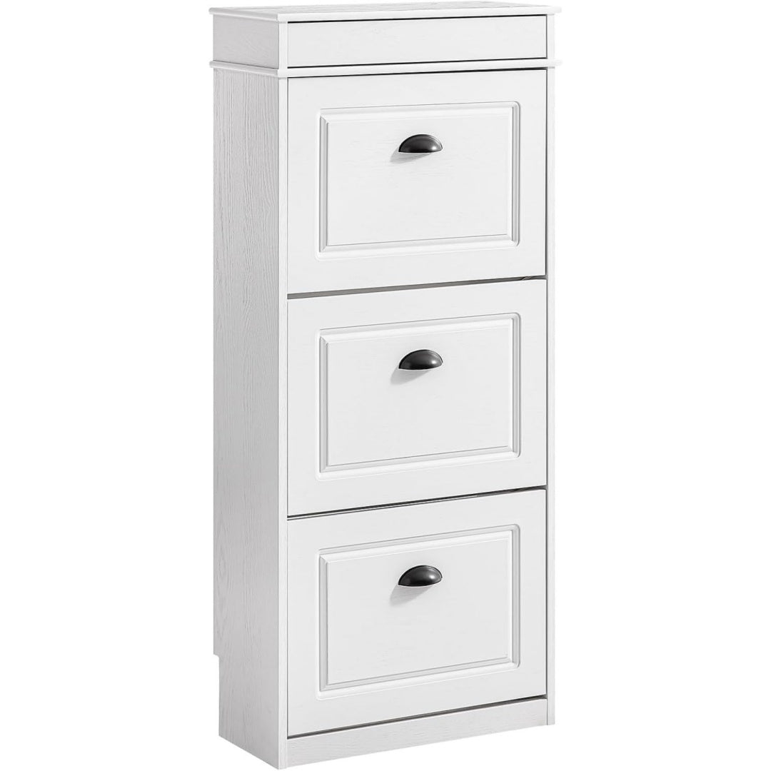 Arredo contemporaneo scarpiere in legno salvaspazio bianco