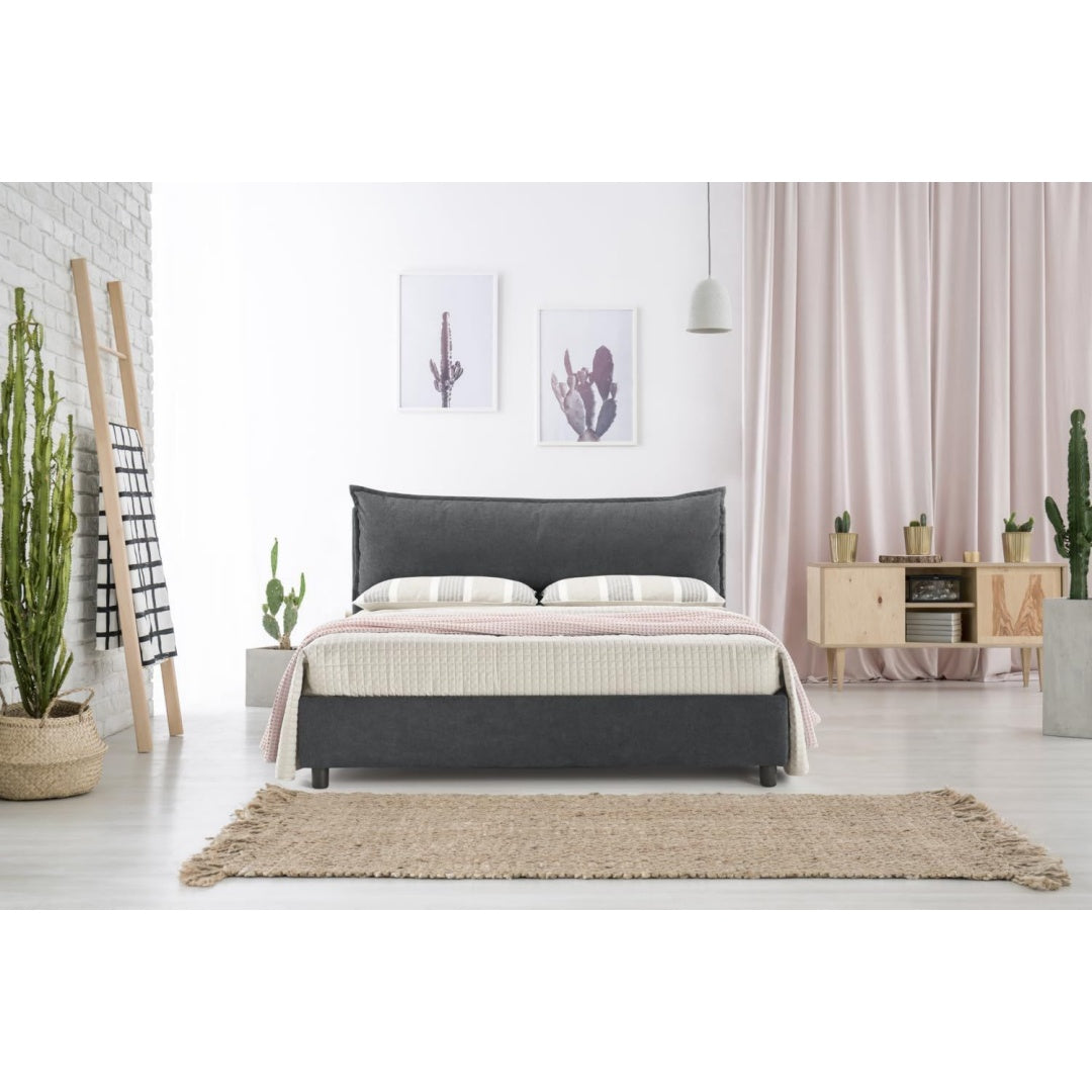 Profilo moderno letti in legno con contenitore grigio